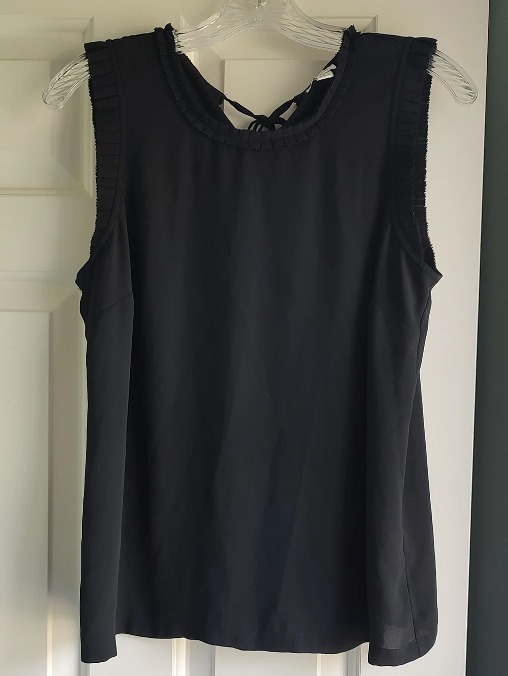 J. Crew Black Sleeveless Ruffled Neck Camisole